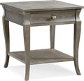Leick Home Luna End Table, 1 Drawer, Display Shelf, Solid Wood, Easy Assembly, Gray Wash, 24in D x 22in W x 24in H, 11607-GW