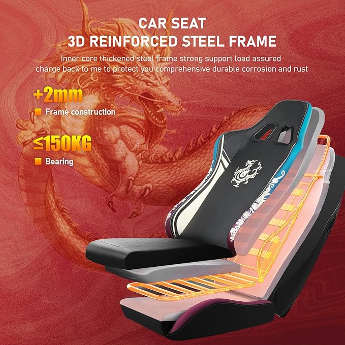 GTPLAYER Gaming Chair with Bluetooth Speakers and Footrest, Dragon Series Video Game Chair ，Heavy Duty Ergonomic Chair，Esports Gaming Chair，Computer Office Desk Chair by GTRACING(Black)