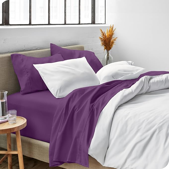Bare Home Twin Sheet Set - 1800 Ultra-Soft Microfiber Twin Bed Sheets - Double Brushed - Deep Pockets - Easy Fit - Extra Soft - 3 Piece Set - Bedding Sheets & Pillowcases (Twin, Plum)