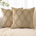 decorUhome Throw Pillow Covers 16x16 Inch Set of 2, Soft Plush Faux Fur Wool Khaki Couch Pillow Covers, Decorative Neutral Pillow Cases for Bed Sofa Living Room Home Decor