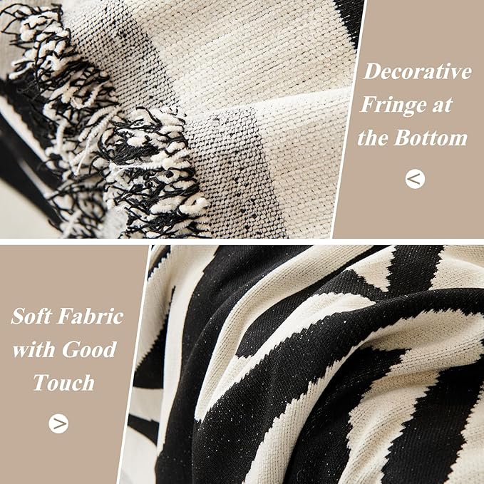 STACYPIK Durable Boho Couch Cover for Dog Anti-Scratch Black White Triangle Sofa Cover for 2 Cushion Couch Anti Slip L Shaped Couch Cover Reversible Loveseat Covers Multi-Use Sofa Throw Cover-91X118IN