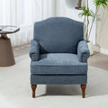 Ball & Cast Accent Chair with Nailhead Trim Armchair,Comfy Chenille Club Sofa Living Room Chairs w/Springs Cushions & Wood Legs,Traditional Single Couch for Bedroom,Farmhouse,Grey