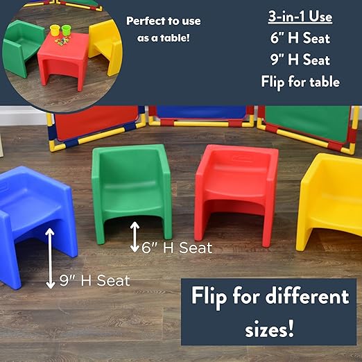 Children's Factory 3-in-1 Cube Chair for Kids, Flexible Seating Classroom Furniture, 1-Pack, Green