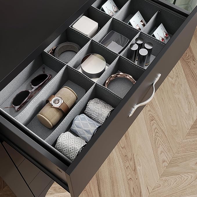 LINSY HOME 8 Drawers Dresser for Bedroom, 47" Wide Rustic Wood Dressers & Chests of Drawers, 40" Tall Modern Storage Dresser with Antique Handles for Closet, Living Room, Hallway, Black
