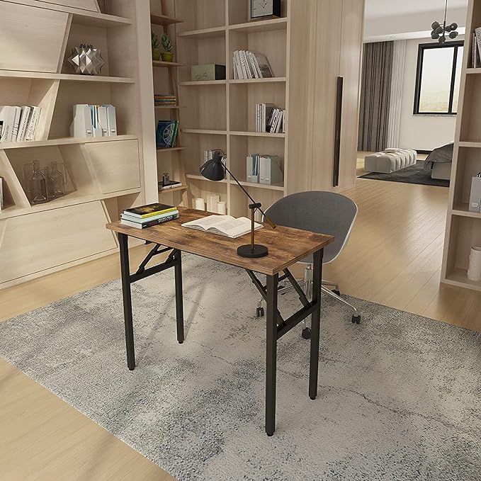 Need Small Desk 31 1/2" No Assembly Foldable Writing Table,Sturdy and Heavy Duty Folding Computer Desks for Small Space/Home Office/Dormitory AC5FB(80 * 40)