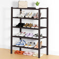 Smiry Shoe Rack, 5 Tier Thick Bamboo Shoe Organizer, Stackable Free Standing Wooden Shoe Storage Shelf for Closet, Entryway, Front Door Entrance, Brown