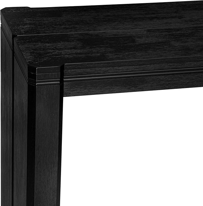 X07SI-B06-48 - 9-piece Dining Room Table Set a Rectangular Kitchen Table and a wooden Bench and 7 coffee Linen Fabric Dining Chair, 39x120 Inch, Wire Brushed Black
