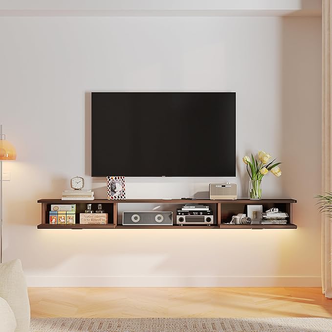 Floating TV Stand with 2 Doors,78'' Wall-Mounted TV Console,Floating TV Cabinet,Floating Console Shelf,Wall Mounted TV Cabinet(Walnut)