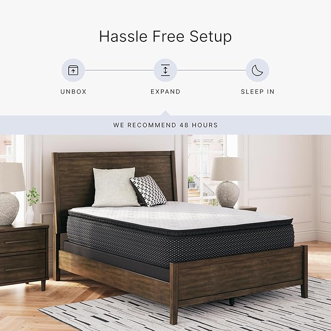 Signature Design by Ashley Limited Edition Pillow Top 13 " Pillow Top Hybrid Mattress with Gel Memory Foam, Edge Support for Cool Sleep and Pressure Relief, Twin, Fiberglass Free, Mattress In A Box