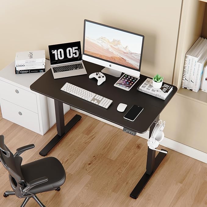 Electric Standing Desk Adjustable Height, 32x20 Inches Sit Stand up Desktop for Home Office, Ergonomic Rising Computer Table with Memory Preset, Black