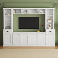Merax Minimalism Entertainment Wall Unit with Bridge, Modern Media Console Table & Adjustable Storage Shelves for Living Room, Large TV Stand for Televisions Up to 75'', White