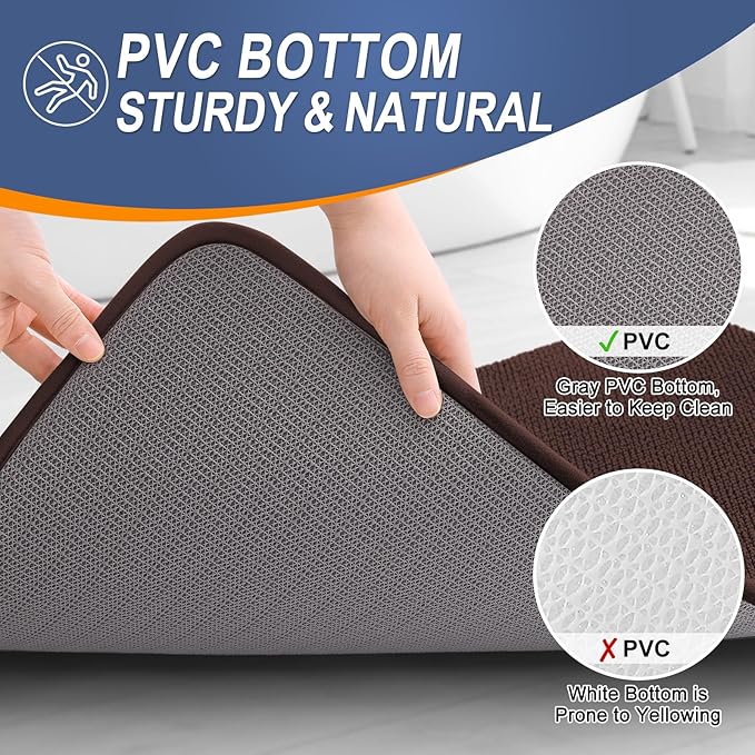 OLANLY Thick Memory Foam Bath Mat Rug 59x24, Extra Soft Absorbent Bathroom Rug, Quick Dry Bath Mats, Non-Slip, Machine Washable Carpet for Bathroom, Tub and Shower, Home Decor Accessories, Brown