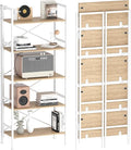 Folding Bookshelf,5 Tier Bookcase Foldable Shelf with X-Bracket Design, Adjustable Feet, Space Saving Storage for Living Room, Office, Light Coffee