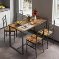 Ball & Cast 5 Pieces Dining Table Set with 4 Chairs,Kitchen Table and Chairs for 4 W/ 47.2" Rectangle Desk,Living Room Furniture W/Backrest,for Small Space,Brown
