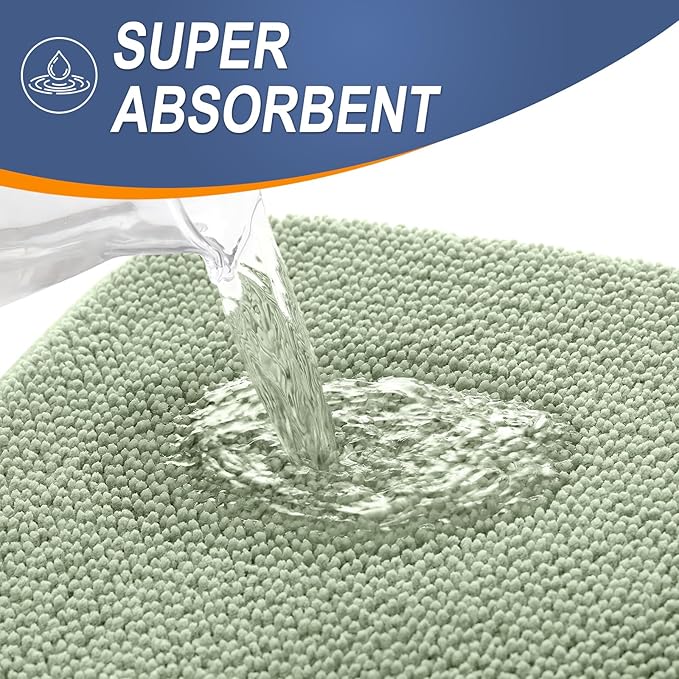 OLANLY Thick Memory Foam Bath Mat Rug 47x24, Extra Soft Absorbent Bathroom Rug, Quick Dry Bath Mats, Non-Slip, Machine Washable Carpet for Bathroom, Tub and Shower, Home Decor Accessories, Sage Green