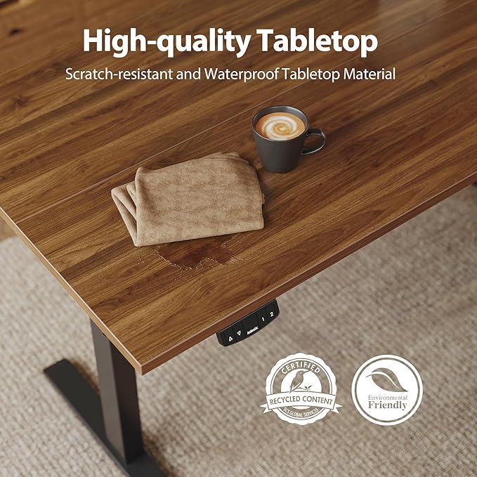 Agilestic Electric Standing Desk 40 x 24 Inches, Height Adjustable Desk, Sit Stand up Desk for Work Office Home, Ergonomic Rising Computer Table with Memory Preset, Dark Walnut