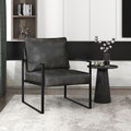 Lexicon Modern Accent Chair, Faux Leather Upholstered Living Room Chair With Wrapped Armrests, Arm Chair With Black Metal Frame,Comfy Single Chair For Living Room/Bedroom/Reading Room/Office,Dark Grey