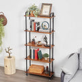 Industrial Bookshelf, 5 Shelf Bookcase, Rustic Brown Pipe Shelving (29.5" L x 11.8" W x 70" H)
