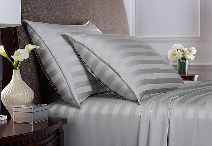 California King Sheets by Pure Bamboo, Genuine 100% Organic Viscose Derived from Bamboo Bed Sheet Set, Soft & Cooling, Double Stitching, Lifetime Quality Promise (California King, Jacquard Silver)