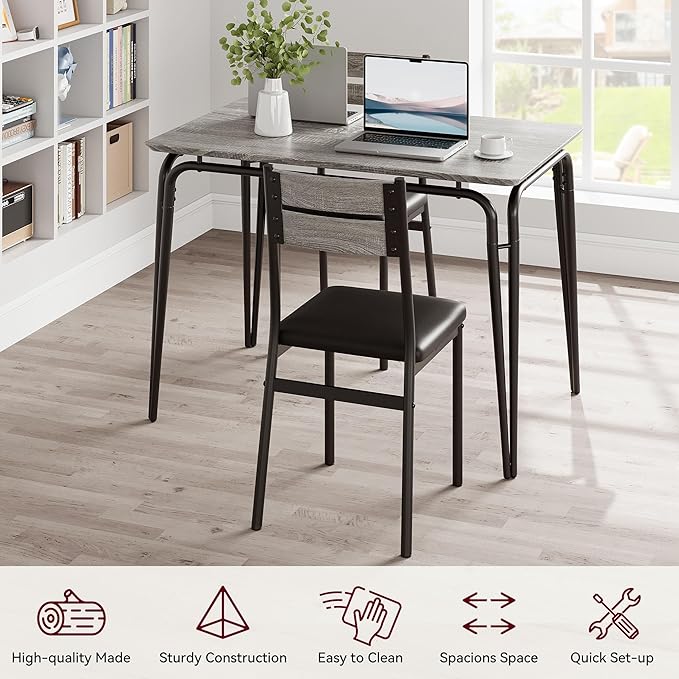 Dining Table for 4, Small Table and Chairs Set of 4, Square Dinette Set for 4, 5 Piece Kitchen & Dining Room Sets for Small Space (Oak, Table with 4 Upholstered Chairs)