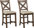 Signature Design by Ashley Moriville Rustic Farmhouse 24.5" Upholstered Barstool, 2 Count, Beige & Brown