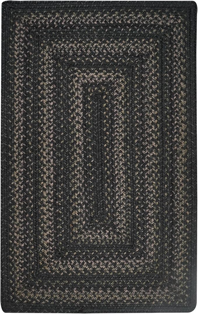 Jet Black Braided Rugs 27x45 – Primitive Style Gray and Black Indoor Entryway Rug