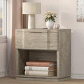 Night Stand with Charging Station, Wooden Mid Century Modern Nightstand with Drawer, Bed Side Table with Storage, Large Rustic Farmhouse End Tables for Bedroom Living Room Office