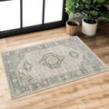 Lahome Oriental Kitchen Rugs Non Slip, 2x3 Small Rugs for Bedroom Entryway, Soft Door Mat Indoor Entrance Vintage Ultra-Thin Carpet for Kitchen Bathroom Bedroom, Grey/Brown