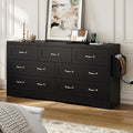 YITAHOME Drawers TV Stand for 65 inches with Power Outlets -Chest of Drawers Dresser with Side Organizer Bag Entertainment Center TV Console, Black