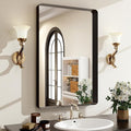 30"x22" Black Bathroom Mirror - Modern Mirror for Wall with Rounded Corners，Bathroom Mirrors for Vanity, Aluminum Alloy Framed Mirror Portrait or Landscape Hang, Rectangle Mirrors for Bedroom