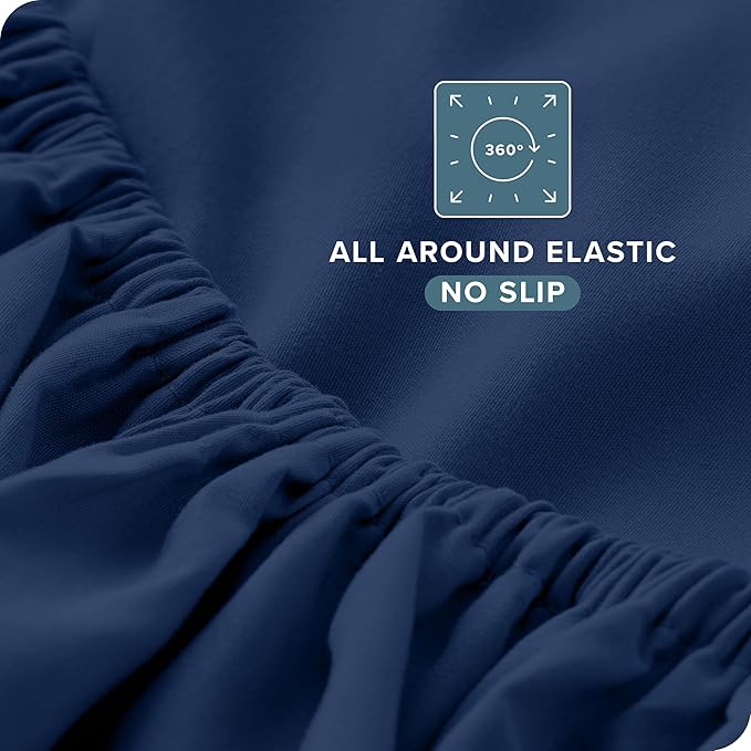 Bare Home Split California King Sheet Set - 1800 Ultra-Soft Microfiber Split California King Bed Sheets - Double Brushed - Deep Pockets - Easy Fit - 5 Piece Set (Split Cal King, Dark Blue)