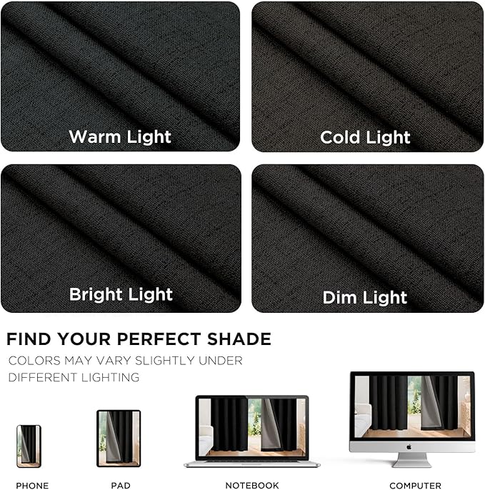 Joydeco 100% Blackout Curtains for Bedroom - Natural Linen Curtains 100" W x 108" L Long, Thermal Insulated 1 Panels Black Light Blocking Drapes, Rod Pocket & Back Tabs for Living Room