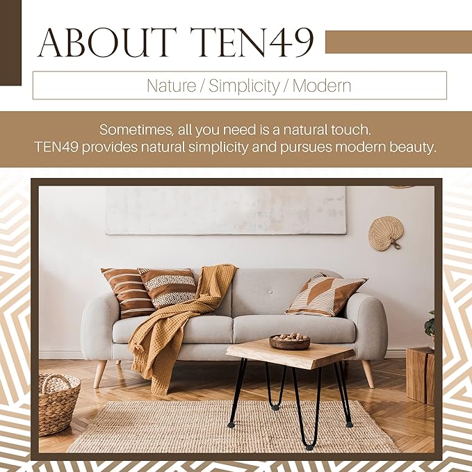 TEN49 Heavy Duty Hairpin Table Legs - 6 Inch Industrial Black Furniture Legs - Solid Rods Metal Leg - Fit for Mid-Century Modern End Drawer, Low Shelf, Bed, Sofa, TV Stand, Cabinet Feet