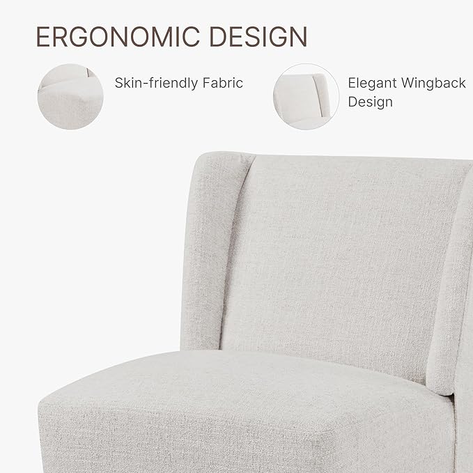 Upholstered Dining Chair with Casters Wingback Modern Side Armless Deskchair with Rollers for Diningroom Bedroom Livingroom Reading Room,Linen,4 Box