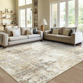 Washable Area Rugs 8'x10' Non-Slip Modern Abstract Soft for Living Room Entryway Bedroom Nursery, Print Pattern, Neutral Brown Gray