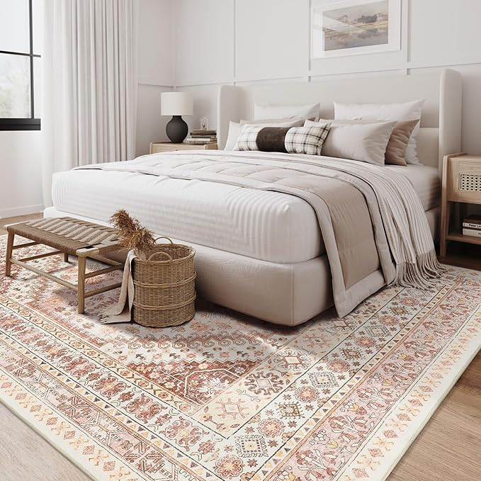 zesthome 5x7 Area Rugs - Ultra-Thin Washble Rug, Stain Resistant Anti Slip Backing Rugs for Living Room,Bedroom, Vintage Home Decor Area Rug