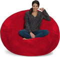 Chill Sack Bean Bag Chair - 5' Giant Memory Foam Lounge Chair with Soft Microfiber Cover – Cozy Furniture for Living Room, Dorm, & Kids' Rooms – Comfortable 5 Ft, Ultrafur Lounge Sofa, Red