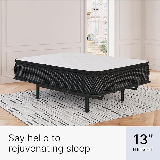 Signature Design by Ashley Limited Edition Pillow Top 13 " Pillow Top Hybrid Mattress with Gel Memory Foam, Edge Support for Cool Sleep and Pressure Relief, Twin, Fiberglass Free, Mattress In A Box