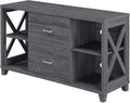 Convenience Concepts Oxford Deluxe 2 Drawer TV Stand with Shelves for TVs up to 55 Inches, Weathered Gray
