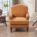 Ball & Cast Accent Chair with Nailhead Trim Armchair,Comfy Chenille Club Sofa Living Room Chairs w/Springs Cushions & Wood Legs,Traditional Single Couch for Bedroom,Farmhouse,Orange