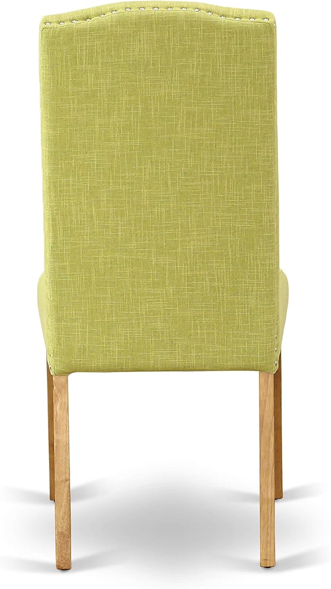 East West Furniture NDEN5-OAK-07 5 Piece Dining Room Furniture Set Includes a Rectangle Dining Table with Dropleaf and 4 Limelight Linen Fabric Upholstered Chairs, 30x48 Inch, Oak