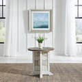 Liberty Furniture River Place Living Room Round Chairside Table - Riverstone White & Tobacco