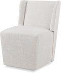 Upholstered Dining Chair with Casters Wingback Modern Side Armless Deskchair with Rollers for Diningroom Bedroom Livingroom Reading Room,Linen,1 Box