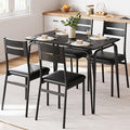 Dining Table for 4, Small Table and Chairs Set of 4, Square Dinette Set for 4, 5 Piece Kitchen & Dining Room Sets for Small Space (Black, Table with 4 Upholstered Chairs)