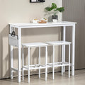 Finnhomy 47" Industrial Bar Table Set with 2 Stools - Counter Height Dining & Pub Table for Small Spaces, Kitchen, Apartment, Breakfast Nook - Metal & Wood, Space-Saving Furniture - White