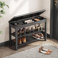 Shoe Rack Bench Seat Rubberwood 2-Tier Wooden Storage Bench 560lbs Compact Mid-Century Modern Design for Entryway, Hallway, Closet, Front Door Entrance, Foyer