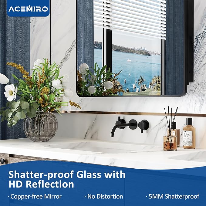 30x32 Inch Bathroom Medicine Cabinet with Mirror Black Metal Framed Mirror Cabinet Recessed or Surface Wall Mounted Medicine Cabinets for Bathroom