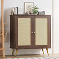 Shintenchi Rattan Buffet Cabinet with Storage, Sideboard Buffet Cabinet with Rattan Decor Doors, Modern Wood Cupboard for Kitchen Living Room Dining Room Hallway Entry,Brown