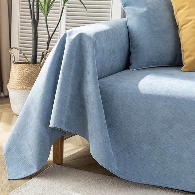 STACYPIK 100% Waterproof Blue Couch Cover for Pets, Sectional L Shape Sofa Cover for 2 Cushion Couch, Anti-Cat Scratch Furniture Protector Cover, Anti Slip Sofa Throw Cover for Dogs Kids-71x71IN