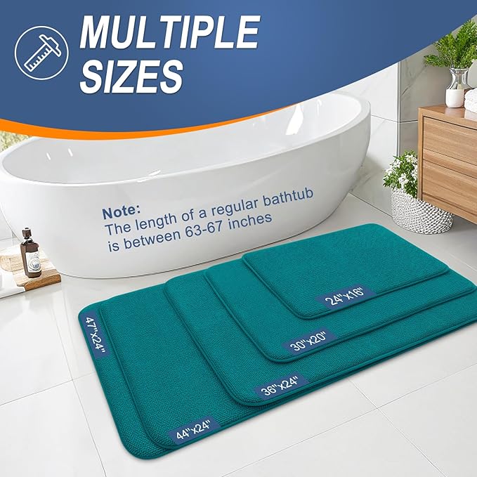 OLANLY Thick Memory Foam Bath Mat Rug 30x20, Extra Soft Absorbent Bathroom Rug, Quick Dry Bath Mats, Non-Slip, Machine Washable Carpet for Bathroom, Tub and Shower, Home Decor Accessories, Deep Lake